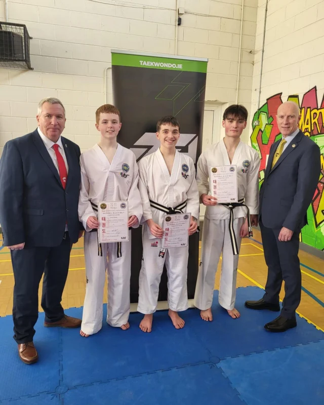 A big well done to Mr Alex Orchard & Mr Ryan Corbett on their promotion to 1st Degree Black Belt. A big congratulations also to Mr Conor Mohally on his promotion to 2nd Degree Black Belt 🥋 

An accumulation of years of training, hard work and dedication. Well done lads 👏🏼👏🏼👏🏼